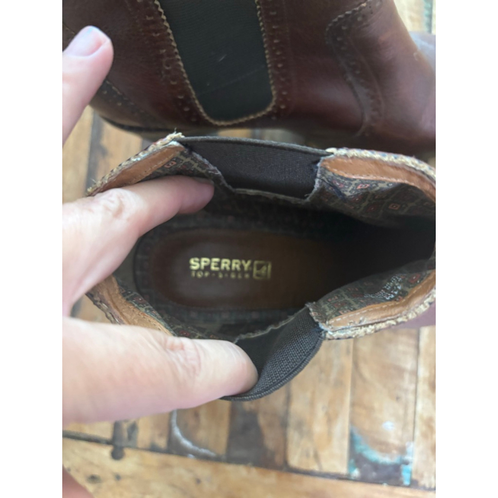 Women's Sperry Brown Leather Brogue Chelsea Ankle Boots US 11 - Picture 9 of 11